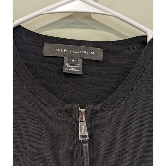 Ralph Lauren Black Label Black Viscose Blend Zip Up Cardigan Size Medium - Picture 2 of 9
